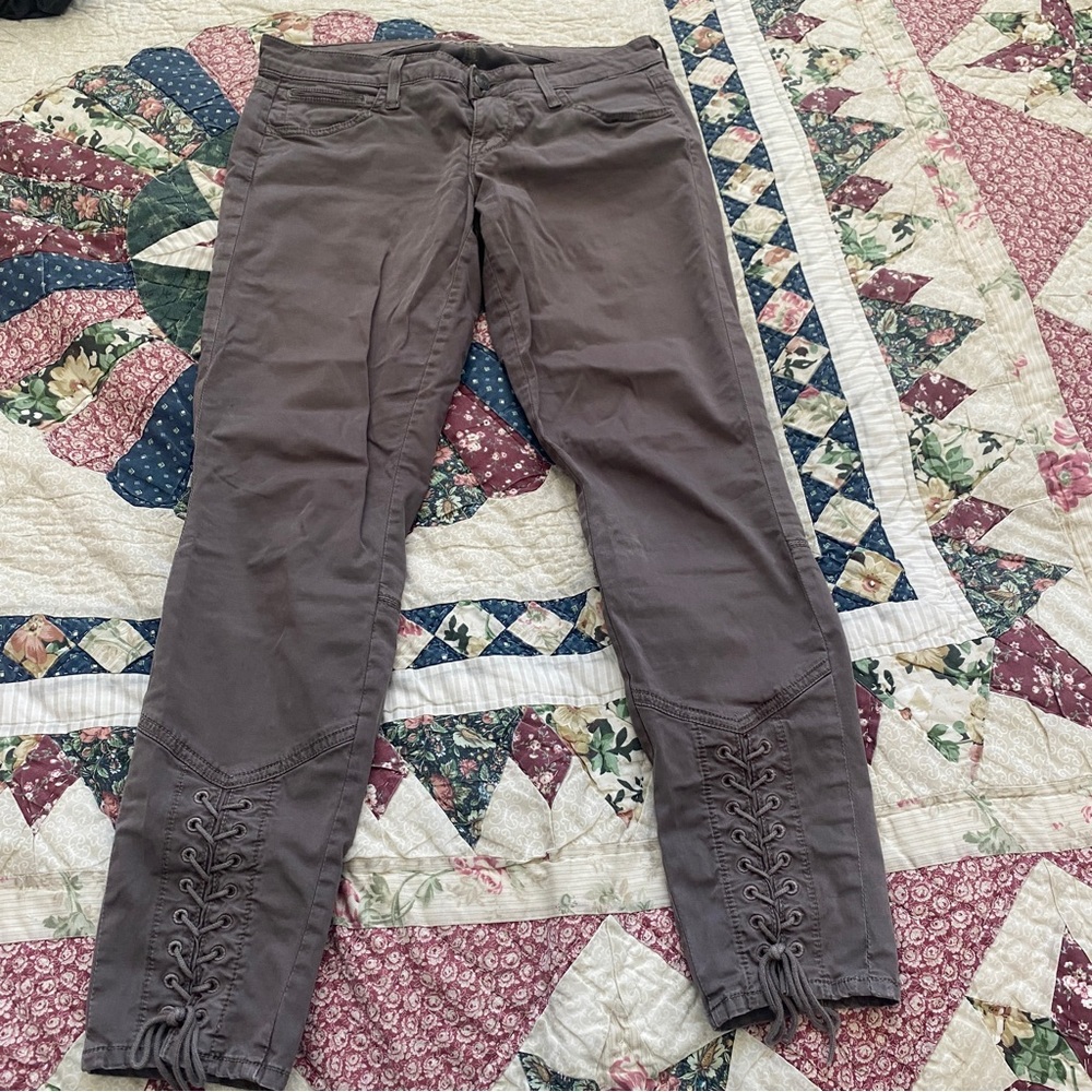 Vince mink skinny lace-up mid rise stretchy pants